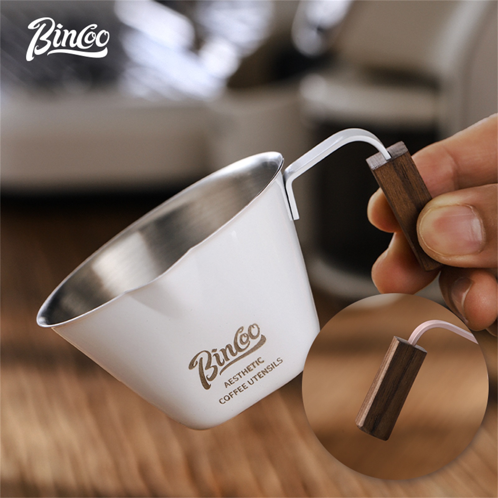 Taza medidora de café expreso con mango de escala, taza medidora de café de acero inoxidable, accesorio medidor de cocina para el hogar