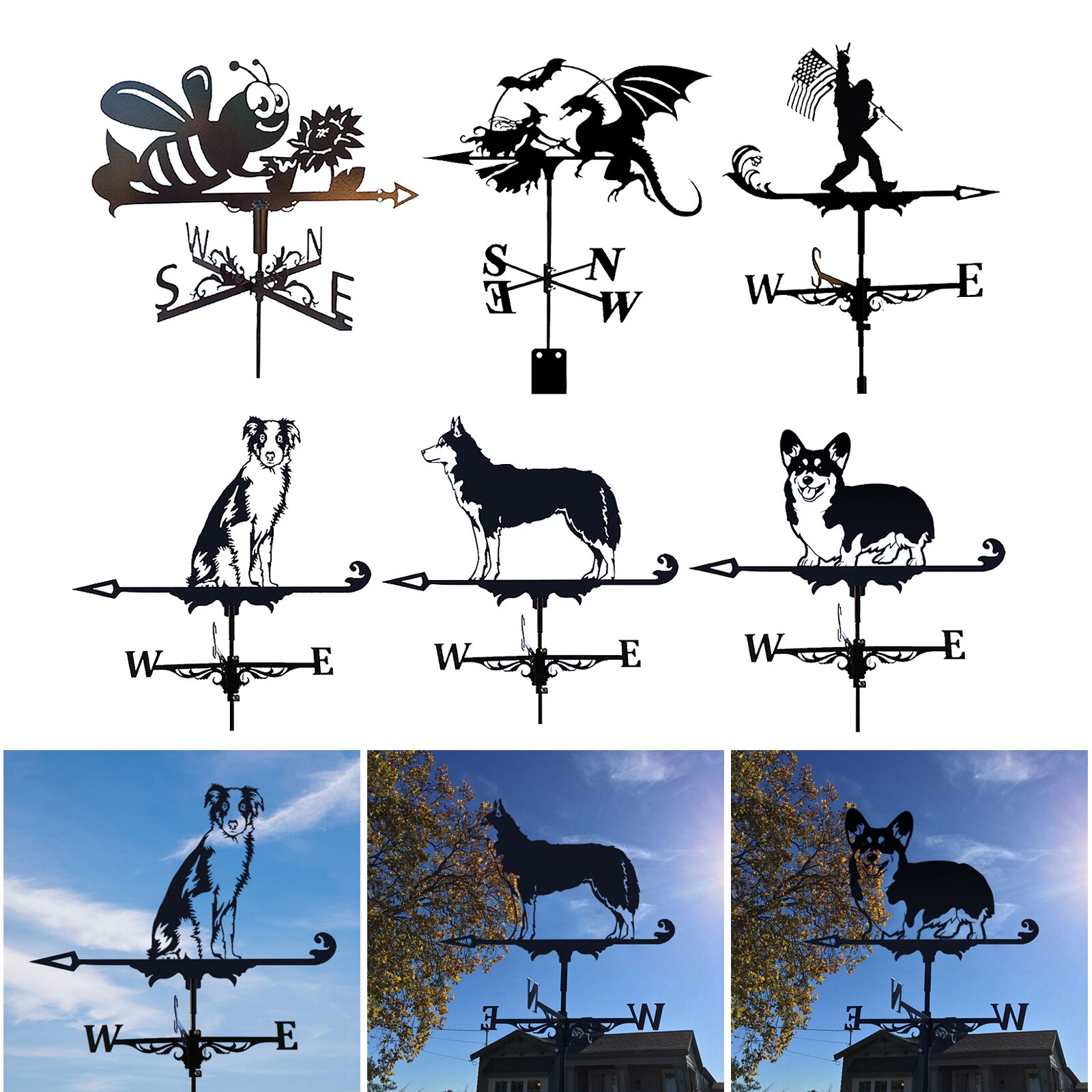 Weather Vane Farm Weather Vane Wind Direction Indicator Animal Garden Yard Roof Decoration Outdoor
