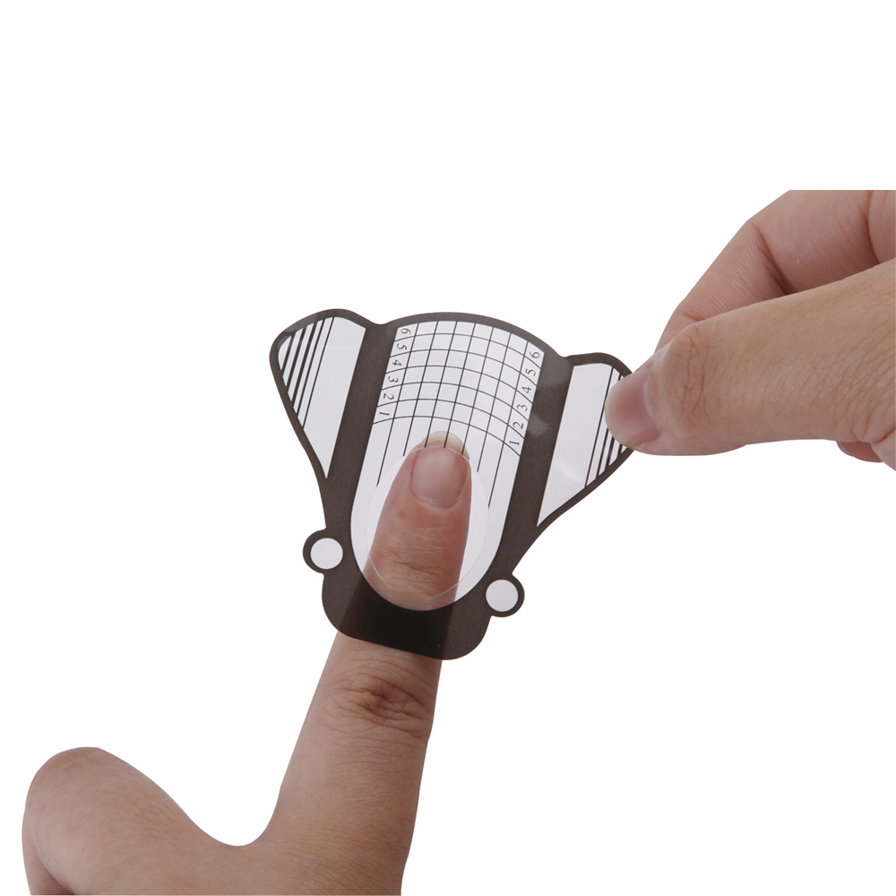 500 Uds puntas de extensión de uñas molde acrílico formas inferiores papeles de Gel de construcción plantilla de manicura herramienta francesa de fibra