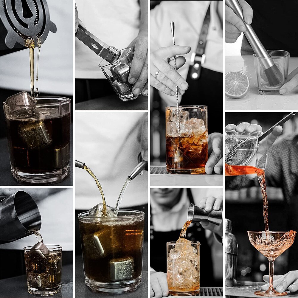 Stainless Steel Cocktail Shaker Bartender Kit Bar Drink Tools Barware Accessories for Home Bars and Party Events