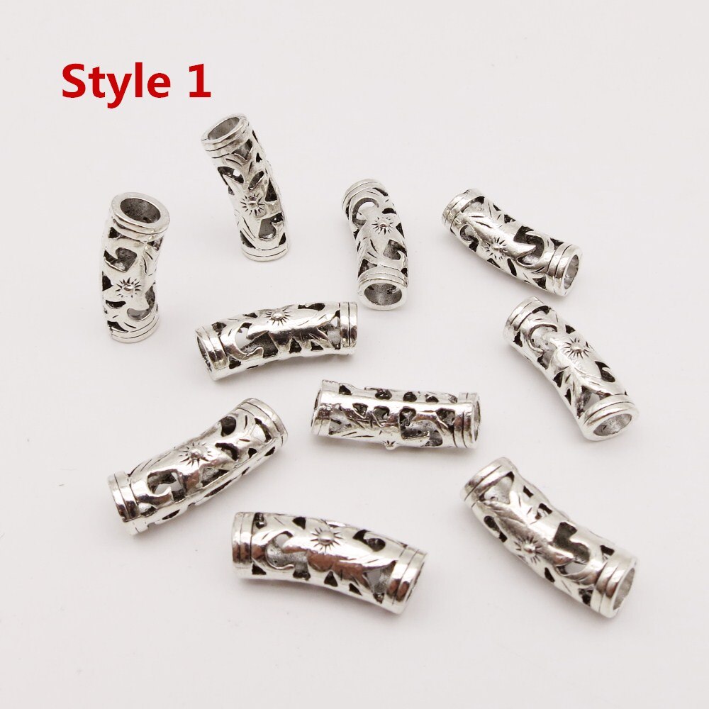 10pcs/pack different 4 styles metal viking hair braid dread beard dreadlock beads rings tube for Styling Accessories