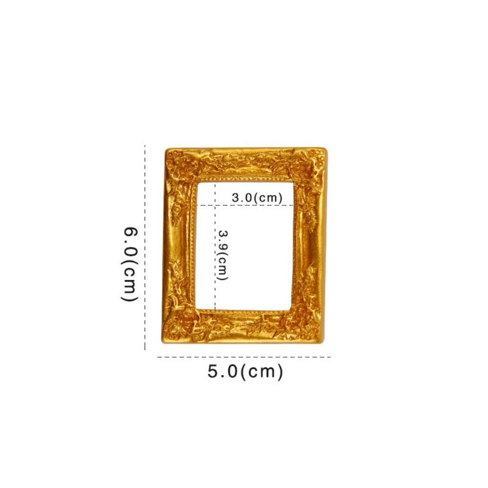 Multi-purpose DIY Resin Photo Frame Rustic Miniature Mini Mirror Props 3D Mirror Small Model Jewelry Accessories: Burgundy