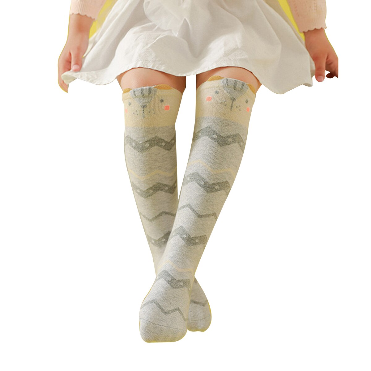 Nova criança bebê meninas meias adorável animal dos desenhos animados puro algodão padrão quente joelho alto all-match meias para vestido diário