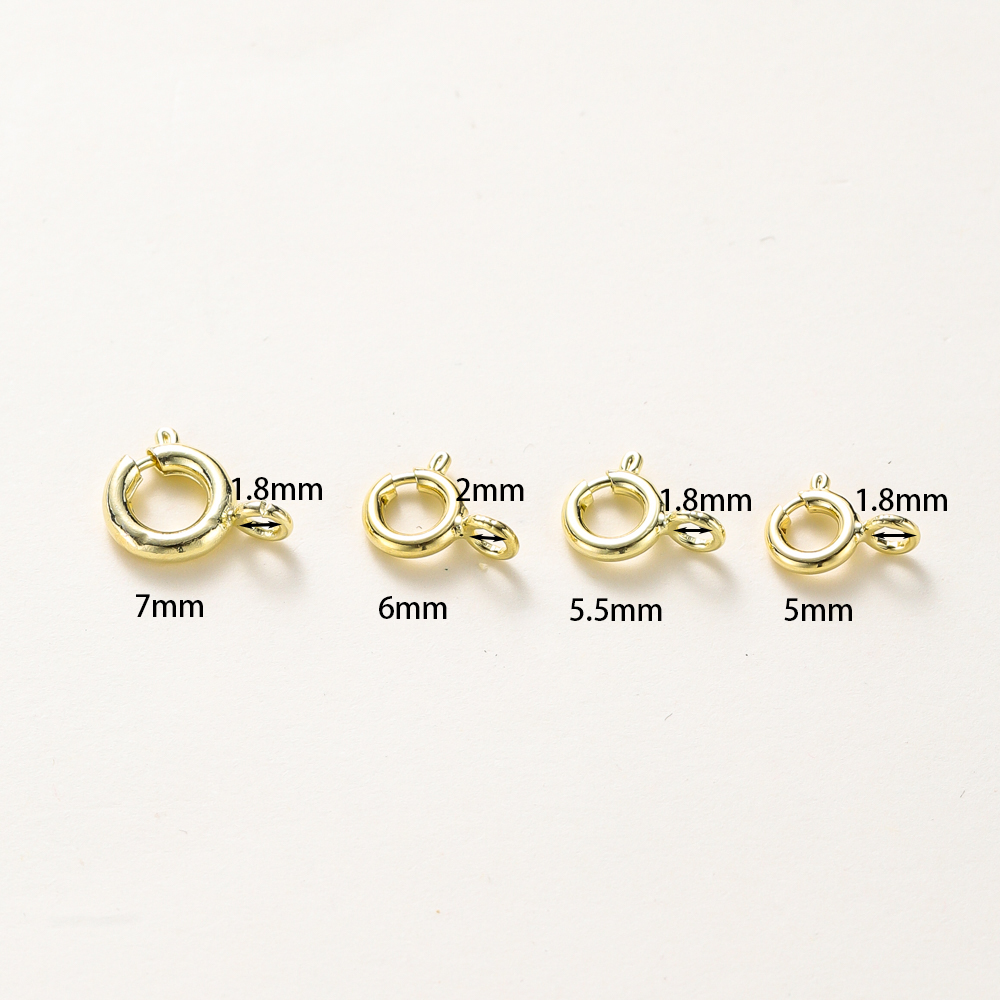 10 Uds./14K 18K cierre de resorte redondo de oro con anillo de salto cierre de conexión abierta para joyería DIY collar cadena accesorios de fabricación