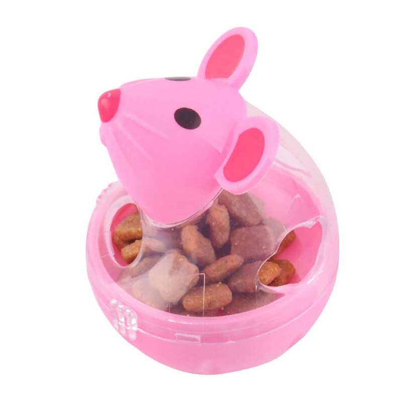 1 stk kjæledyr katt mater morsom tumbler mus lekker mat baller leketøy abs mus form interaktive leker trening og lek for kattunge: Rosa