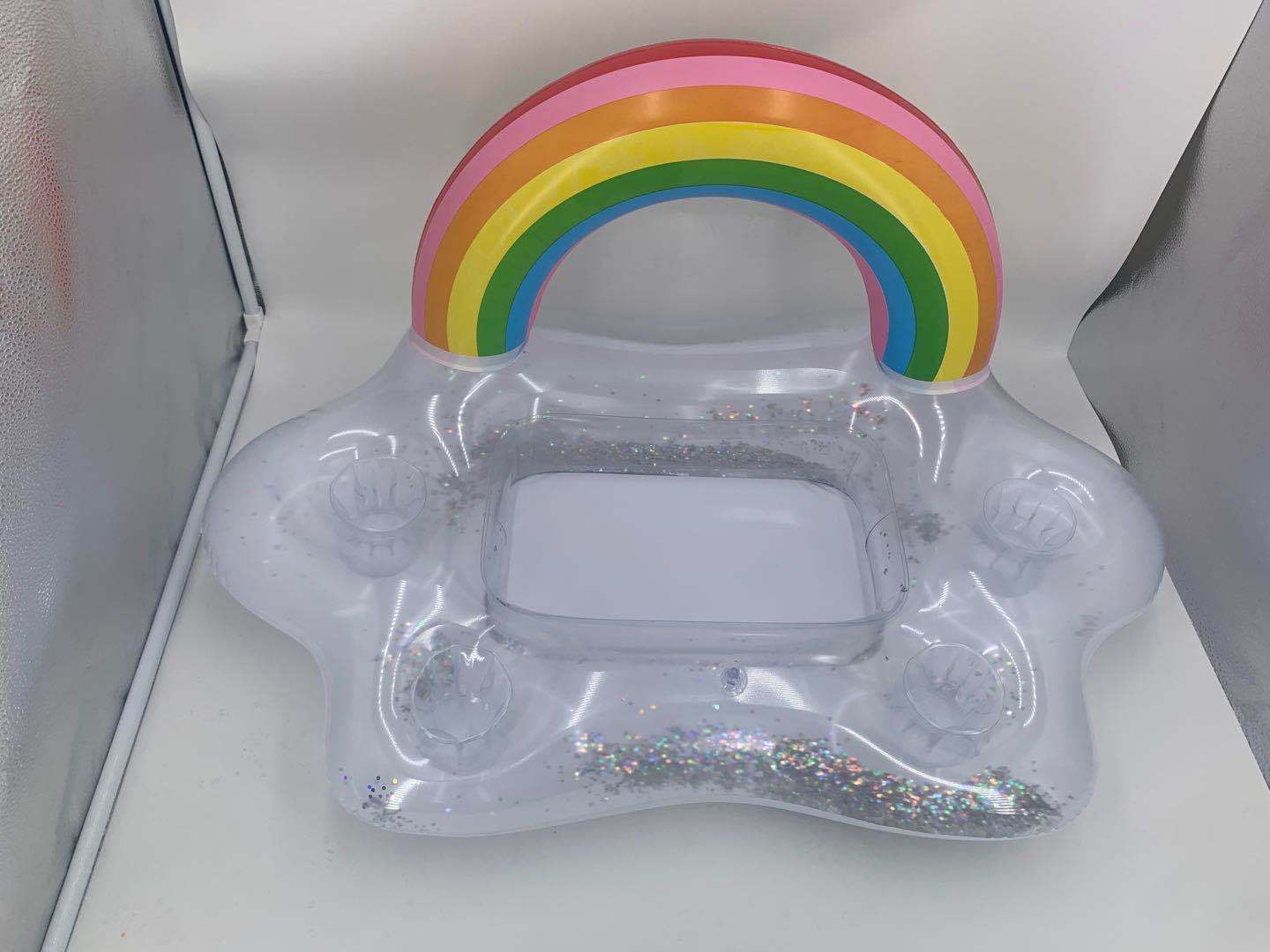 Summer pool Party Bucket Rainbow Cloud Cup Holder Inflatable Pool Float Beer Drinking Cooler Table Bar Tray Beach Swimming Ring: D