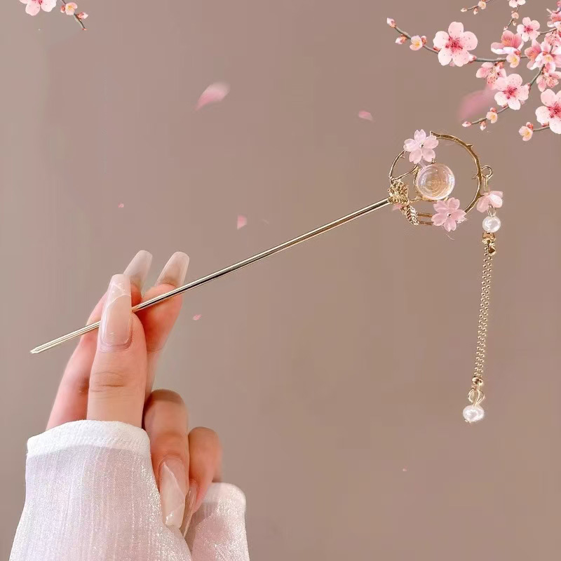 Accesorio para el cabello de estilo chino romántico, joyería de aleación, aguja para el cabello para mujer, adecuado para uso diario, , horquilla de para niñas, 1 ud.: Color oro puro