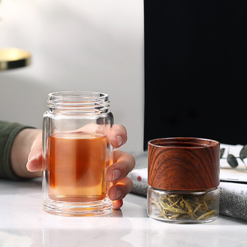 Dobbelt glas vandflaske med etui te drikke flaske infuser tumbler drikkevare vandflaske miljøvenlig