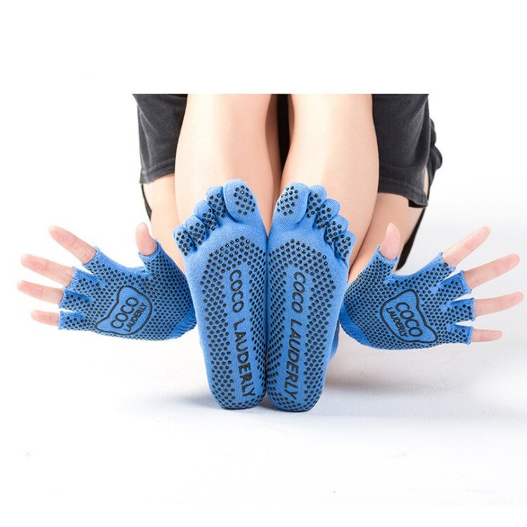 Summer Thin Five Toe Sock Slippers Women Lady Invisibility Socks Yuga Black Five Finger Socks Sport Girl With Gloves: normal blue