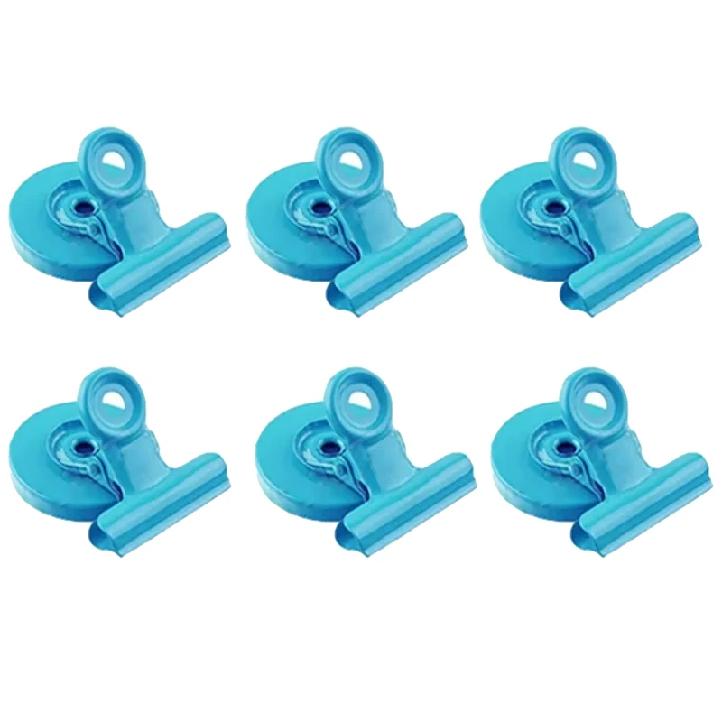 Imanes para nevera, Clips magnéticos de alta resistencia, sujetadores de papel para exhibición de lista detallada en el hogar, la oficina y la enseñanza, 6 uds.: Azul