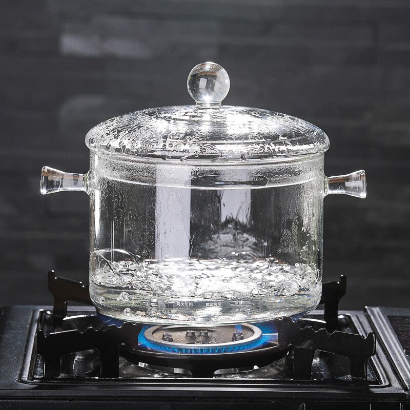 Glass Cooker kitchen 1000ML 1350ML 1500ML Silicon open flame straight pot electric ceramic stove heating glass pot with lid