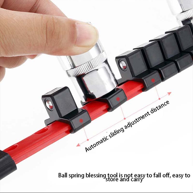 3 Socket Holders 1/2 inch 3/8 inch and 1/4 inch Bit Holder Square Card Holder Rail Socket