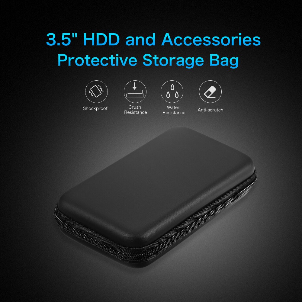 EVA Shockproof 3.5 inch Hard Drive Carrying Case Pouch Bag 3.5" External HDD Power Bank Cable Hand Carry Travel Case Protect Bag