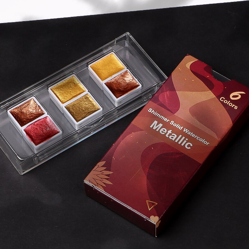 6/12 Pearl Solid Watercolor Paints Metallic Pigment Art Glitter Paint Acrylic Paints Paint By Numbers: Metallic-6colors