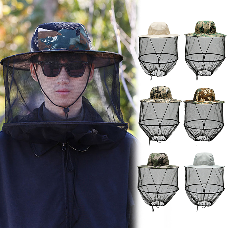 Gorro de pesca de malla para hombre y mujer, gorro para guardar abejas con mosquitera, previene el sol, UV, sombrilla para exteriores, cubre la cabeza para caminar