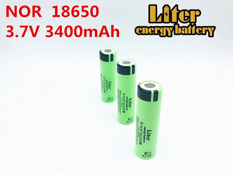 Liter energy-batería recargable de iones de litio para tableta y pc, pila 100% original, 18650, 3,7 V, 3400MAH, NOR18650B, 1 ud.