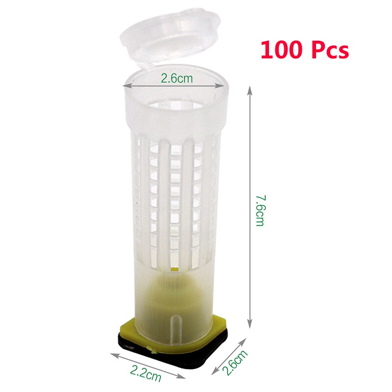 20/50/100 stk biavl opdræt kop kit dronning bi hår rullebure plast bi celle kopper biavl værktøj udstyr sæt: 100 stk