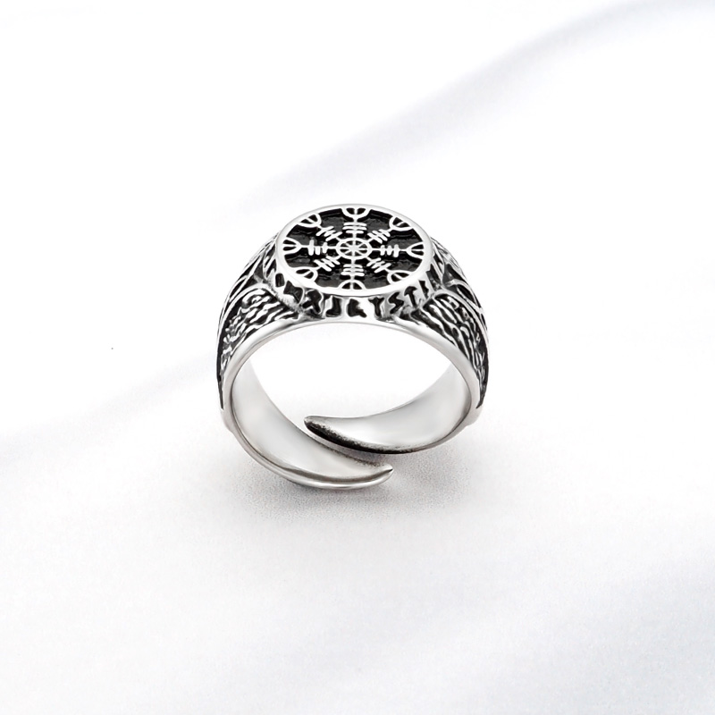 316L Rvs Roer Van Ontzag Runen Ring Viking Talisman Scandinavische Amulet Sieraden