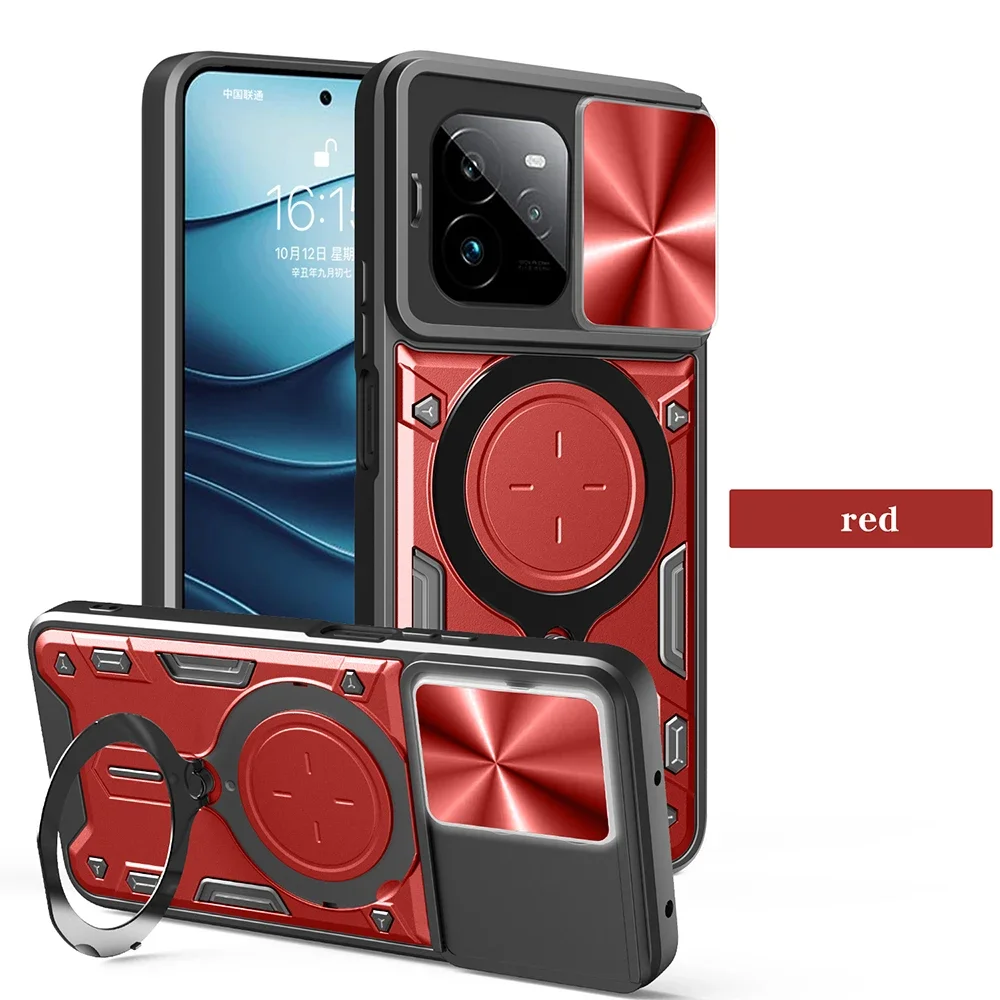 Funda con soporte para cámara deslizante para Realme GT 7 Pro, Funda protectora con soporte magnético para Realme GT7 Pro, Capa de teléfono a prueba de golpes: Azul cielo