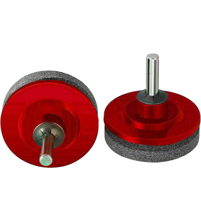 2Pcs Universal Lawn Mower Faster Blade Sharpener Grinding Power Drill Garden Kit(Red)