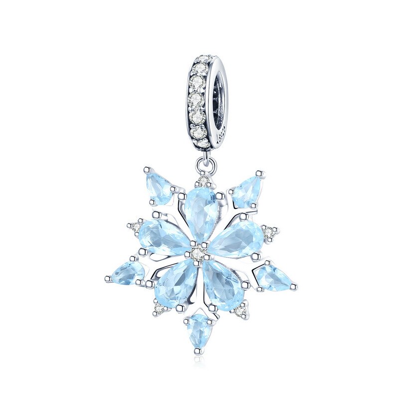 BISAER 925 Sterling Zilver Kerst Bedels Sneeuwvlokken Sneeuwpop Kerstboom Kralen fit Kralen voor Zilveren 925 Sieraden Maken: ECC940