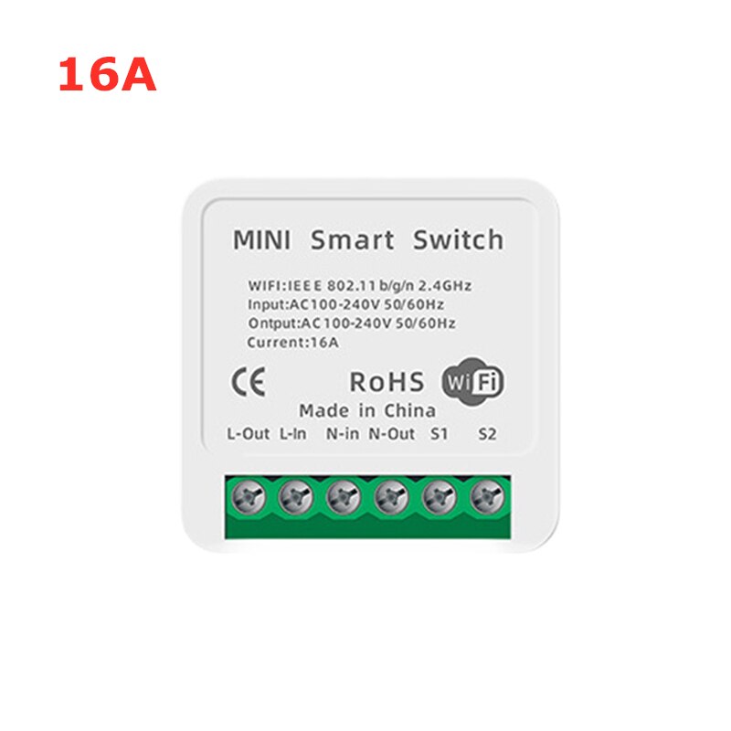 Mini Smart Wifi DIY Switch Supports 2 Way Control, Smart Home Automation Module, Works With Alexa Google Home Smart Life App: 16A