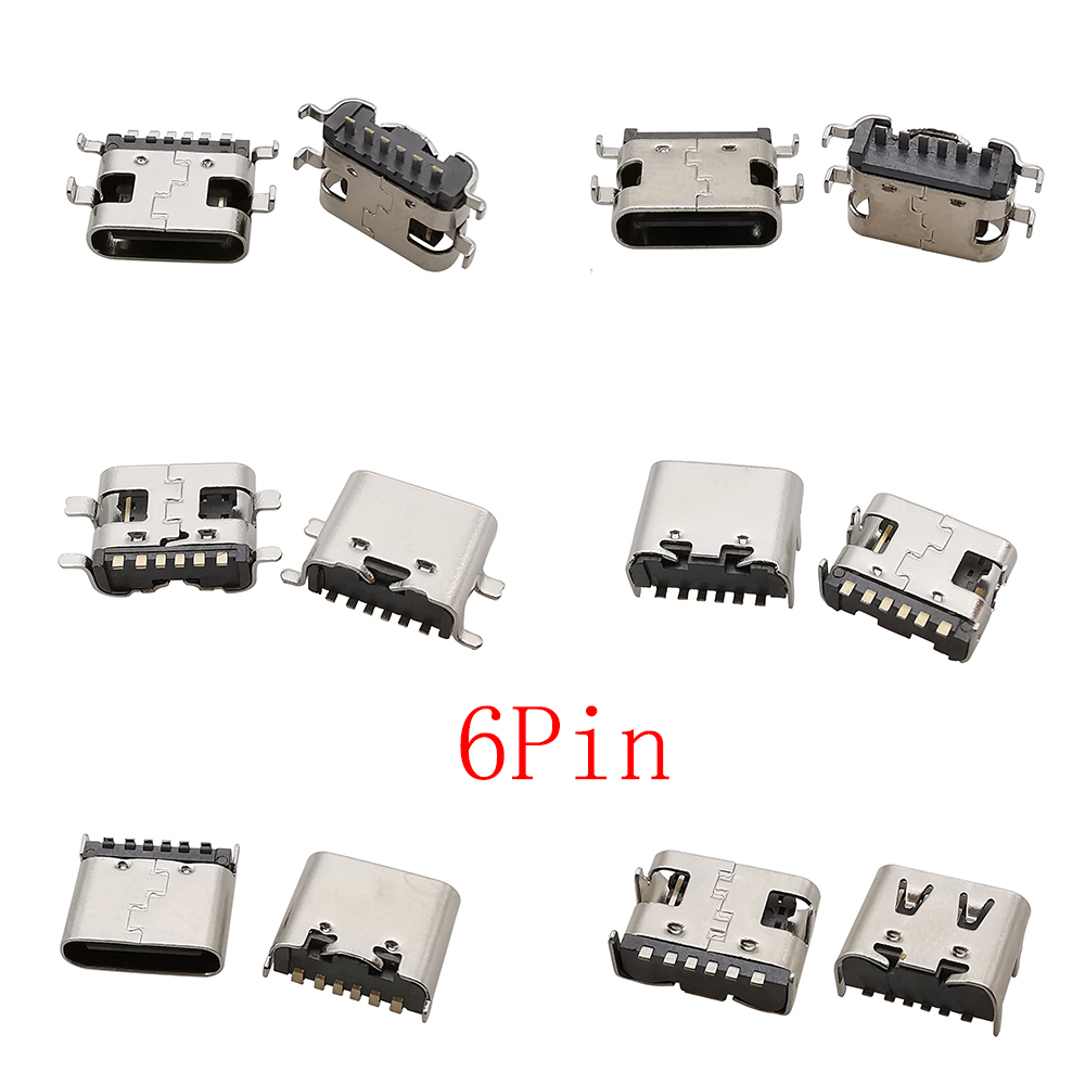 Connecteur USB Type C femelle, 2/6/16/24 broches, prise SMD SMT type-c, Port de chargement pour le soudage de PCB, adaptateur de réparation, bricolage, 10 pièces