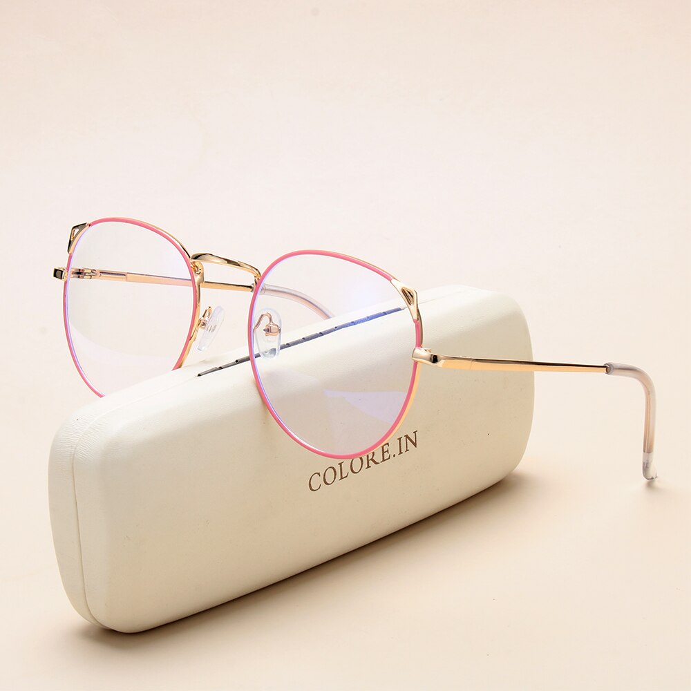 Optical Computer Glasses Anti Blue Light Gaming Glasses Round Metal Glasses Frame Can Be Equipped with Other Glasses
