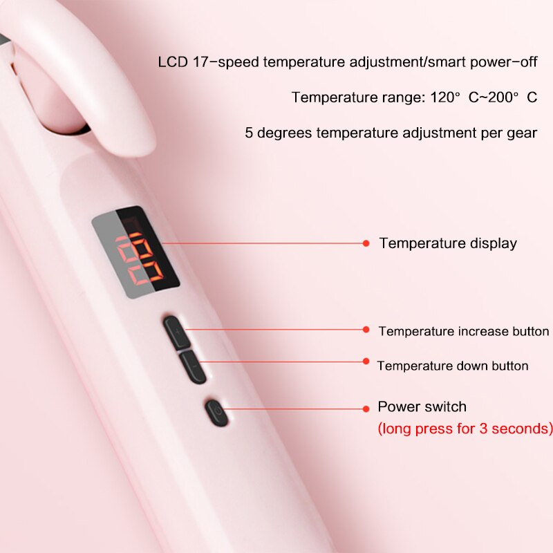 Portable Curling Iron Automatic Curling Iron Electric Ceramic Heating Liquid Crystal Display Rotating Wave Styler Curling Iron