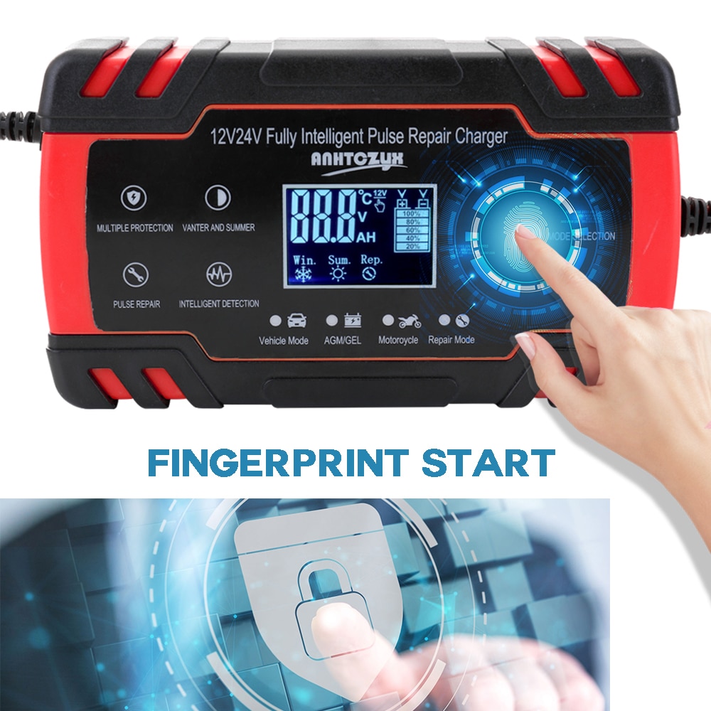 12V/24V Full Automatic Car Battery Charger Intelligent Fast Power Charging Pulse Repair Charger Wet Dry Lead Acid Battery-charge