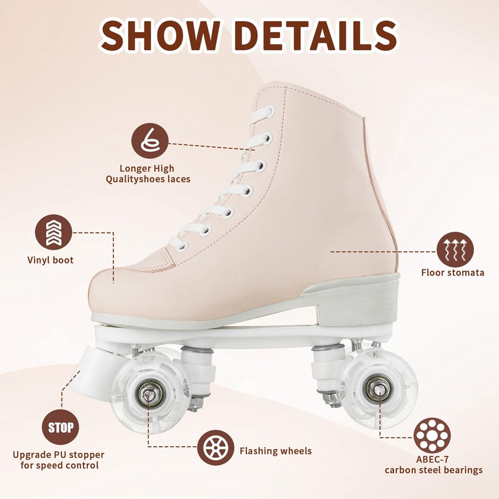 2024 blinkende Rollschuhe für Damen, zweireihig, Quad-Skate-Schuhe, für Erwachsene, Outdoor, Indoor, Skating-Training, Turnschuhe mit 4 Rädern
