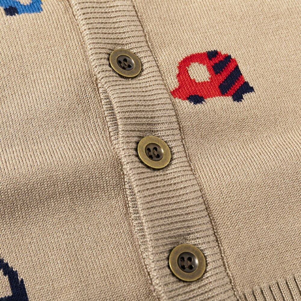 Cardigan per bambini primavera e autunno Cartoon Car Print maglione cardigan giacca cappotto ragazzi bambino abbigliamento per bambini