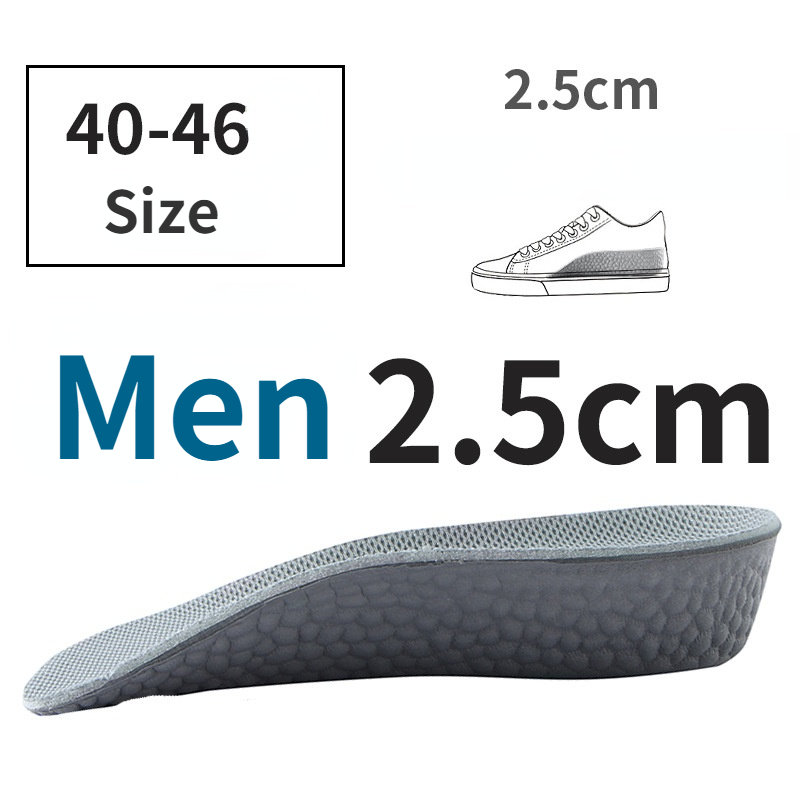 Height Increase Insoles Women Men Comfort Mesh Sweat-absorbing heightening insole for Sports Shoe Pads High Heel Shoes Pad: black