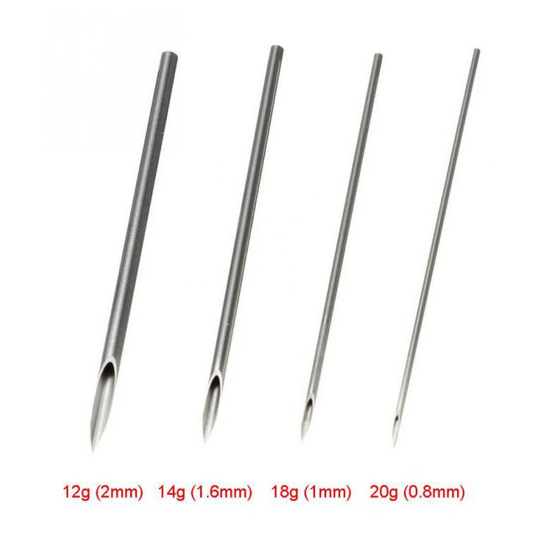 Agujas para Piercing corporal estériles desechables, agujas para hacer tatuajes y piercings para ombligo y pezón, para oreja, nariz y labio, 100 Uds.