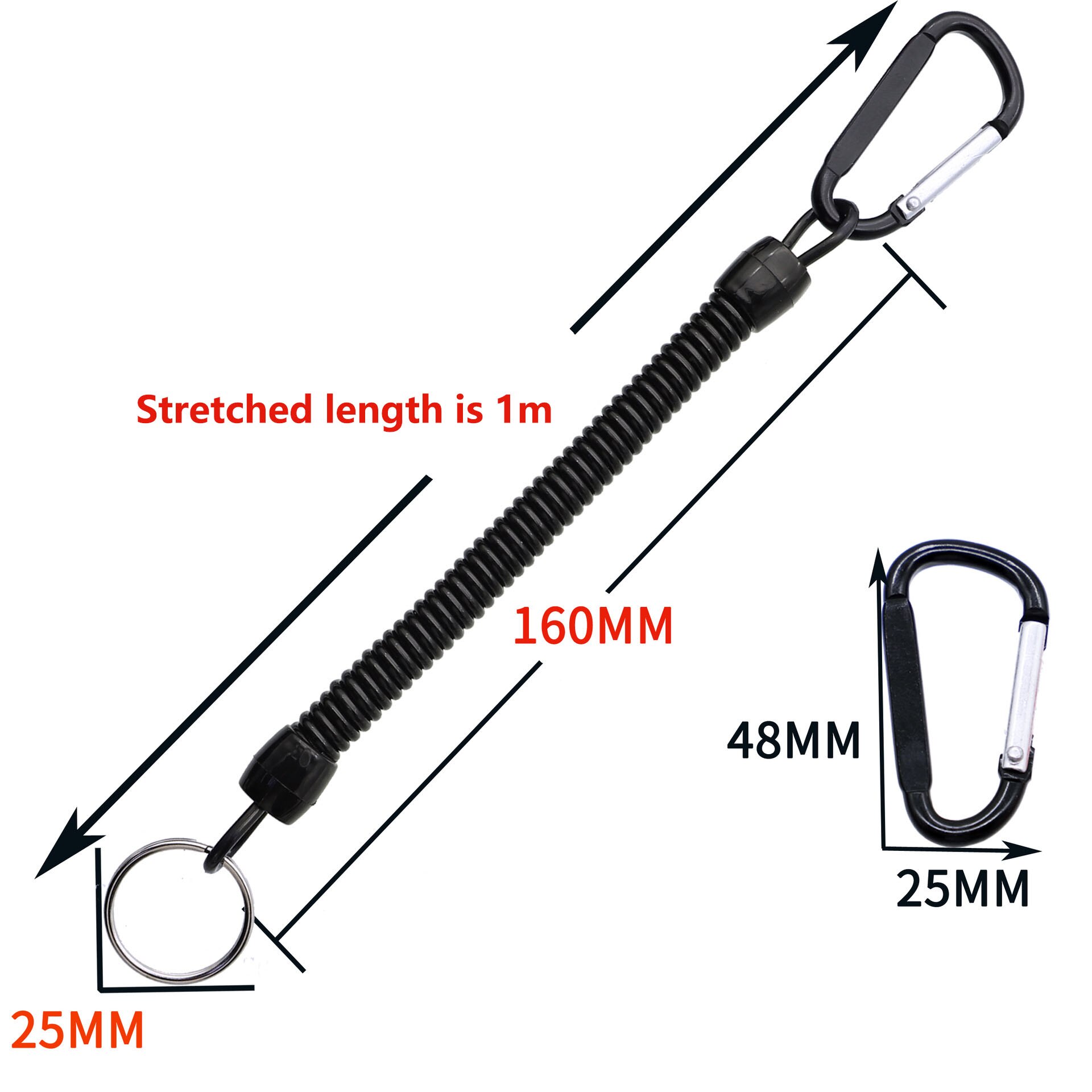 Cuerda de Seguridad para pesca en bote mosquetón con forma de D, hebilla de Camping, bloqueo de seguridad, cordón de pesca, pinzas seguras, empuñaduras de labios, cuerda de resorte