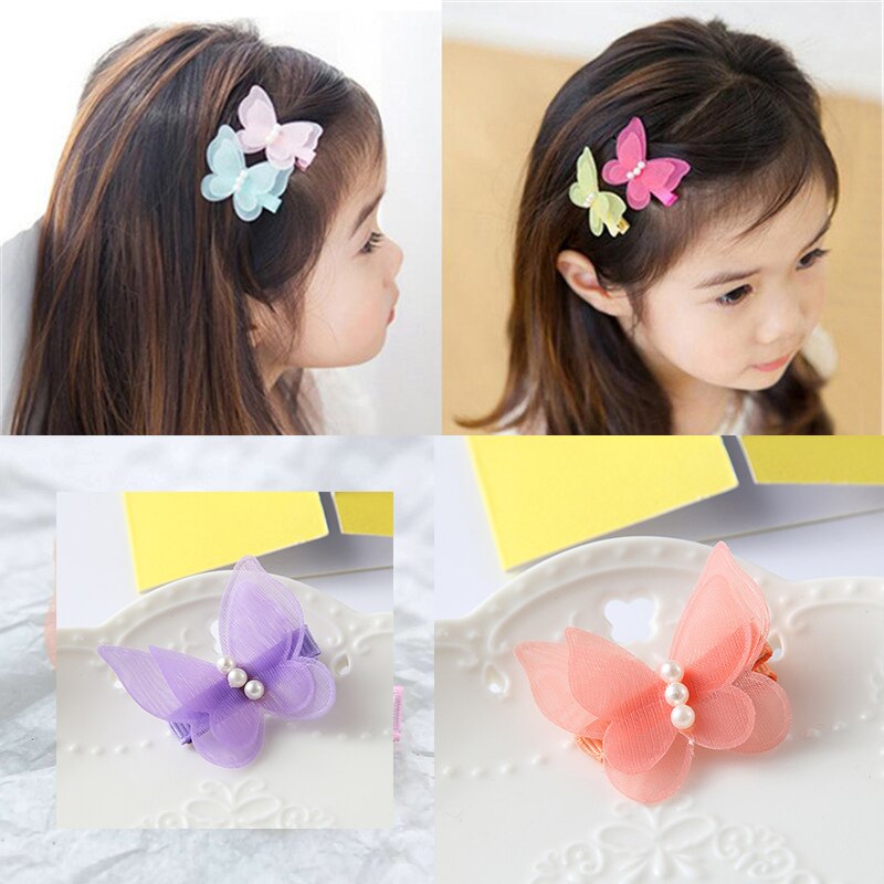 Épingle à cheveux 2 pièces/ensemble pour filles | Pinces à cheveux colorées avec dessin animé rêve papillon, accessoires de pour bébés enfants