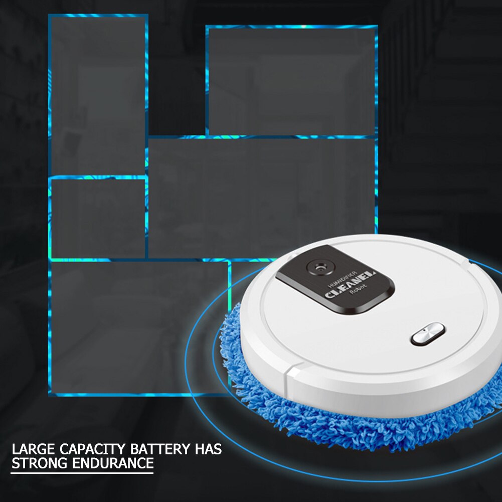 Robot vacuum cleaner cleaning mops intelligent dry and wet mops household sweeper automatic charging good packaging pref (White)