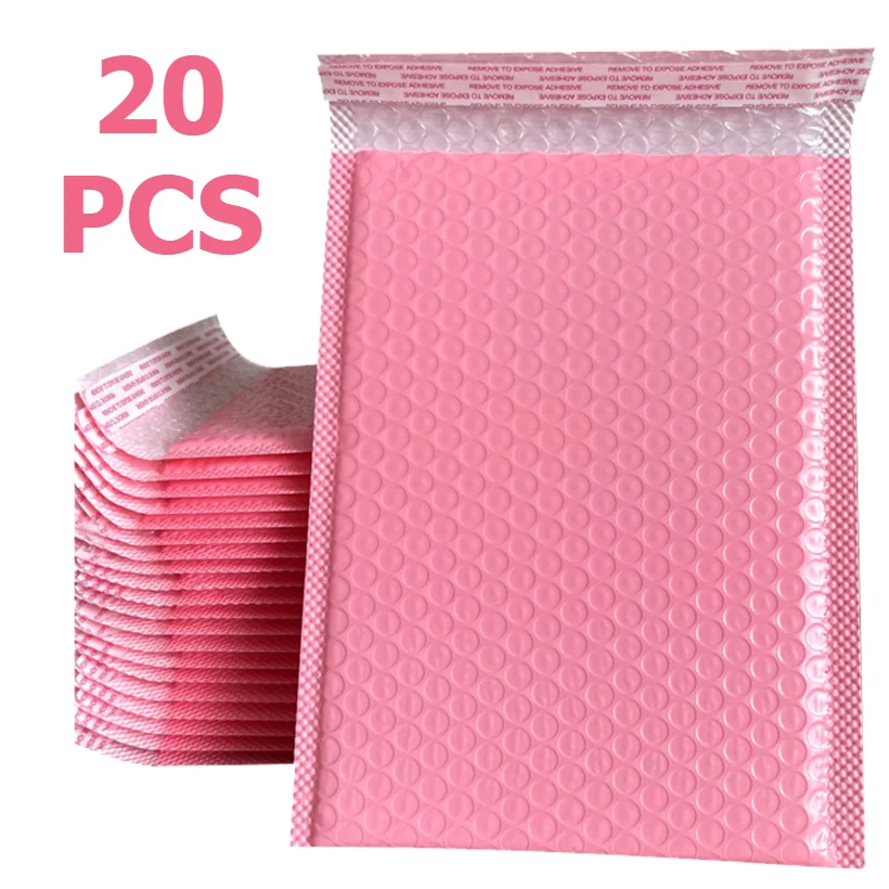 20Pcs Pink Poly Bubble Mailers Padded Envelopes Self Seal Padded Envelopes Bags Black Packaging Envelope Bags For Book