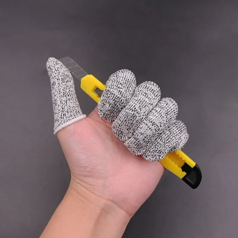 Nuevos guantes anticorte para dedos, guantes de seguridad resistentes a cortes para trabajo de cocina, recogedor de escultura, Protector de yemas de los dedos a juego, 10 Uds.