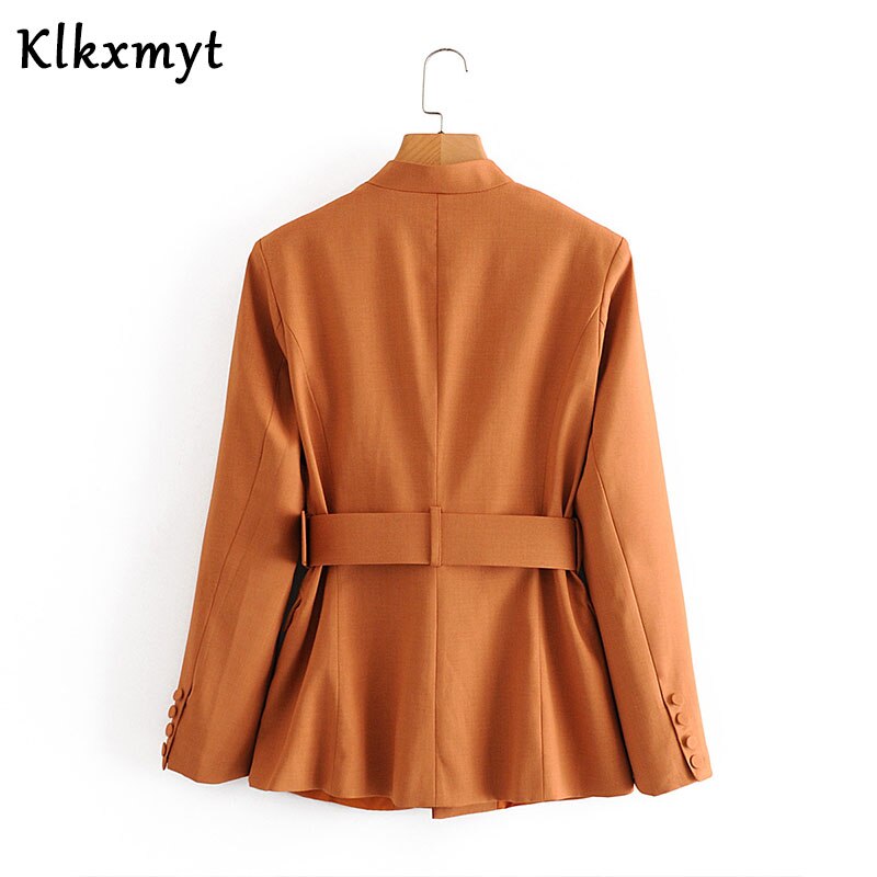 Klkxmyt za pak dames kantoor met riem dame blazer jas en broek 2- delige set vrouwelijke herfst casual pakken outfits