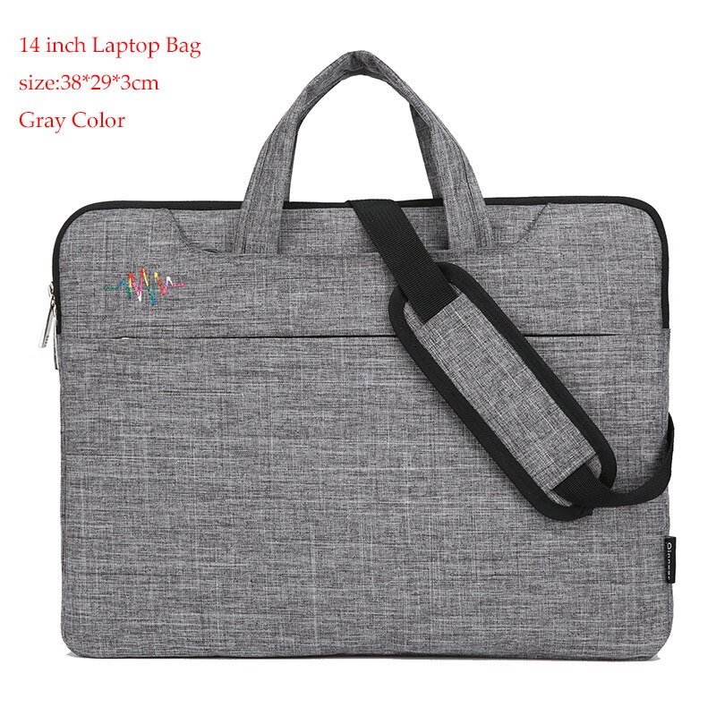 Maletín para 13 14 15,6 pulgadas Bolsa para ordenador portátil impermeable bolsa para Macbook Air Pro bolso Casual para mujer: 14 inch Gray