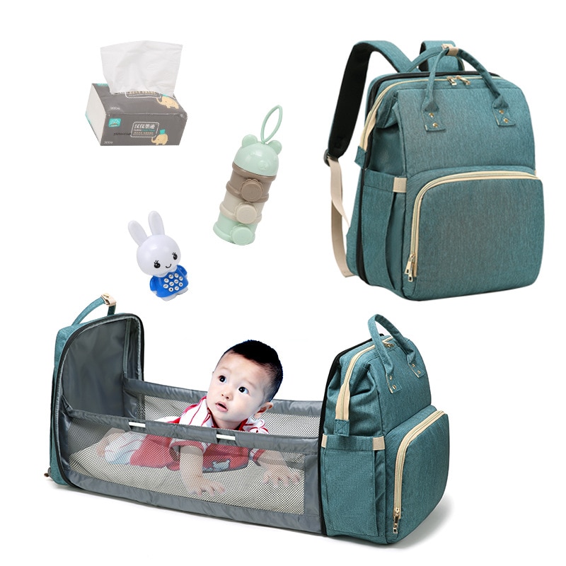 Mode Luiertassen Rugzak Multifunctionele Opvouwbare Baby Bed Wieg Tas Grote Capaciteit Wandelwagen Zak Isolatie Verpleging
