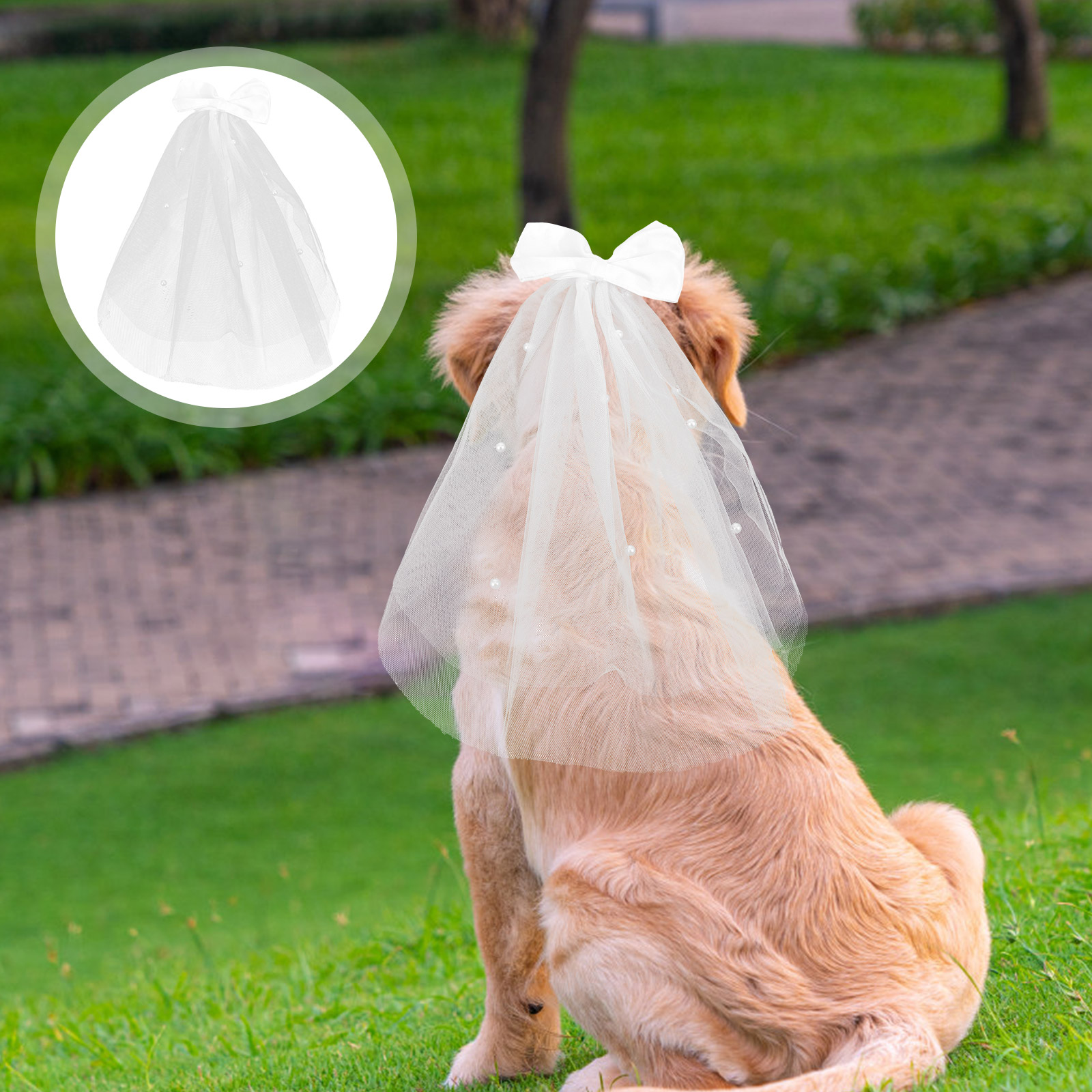 Hond Bruiloft Sluier Hond Sluier Jurk met Strik Decor Strik Sluier Bruid Kostuum Huisdier Bruiloft Supply: Default Title