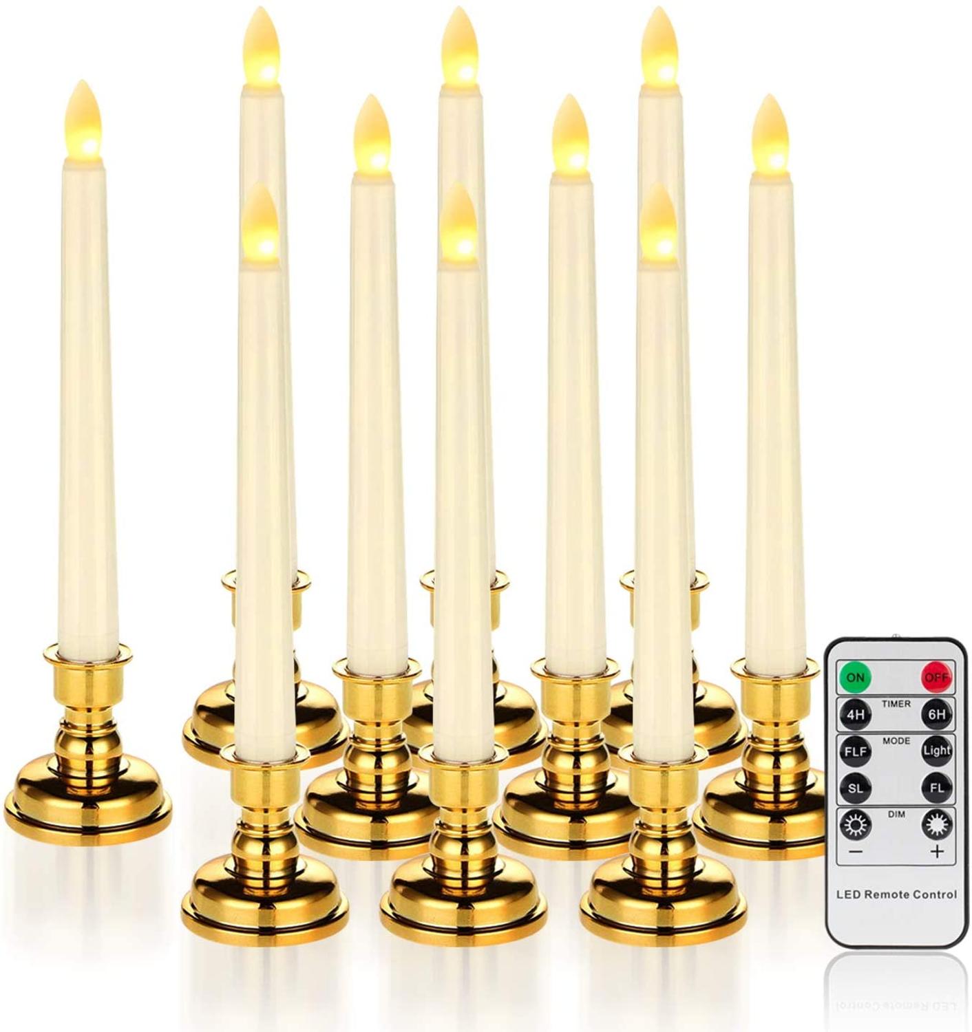LED fenêtre bougie lumières à piles sans flamme bougies coniques avec Bases veilleuse pour fête mariage saint valentin maison déco