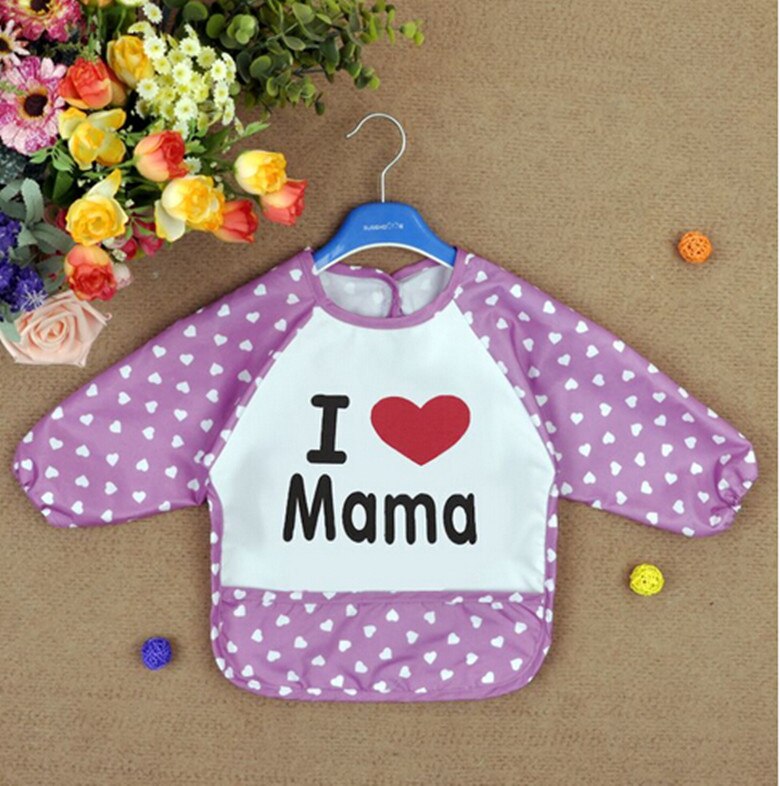 L2Lovely Boys Girls Baby Letter Print Infant Long Sleeve Anti Wear Waterproof Feeding Shirts: 04