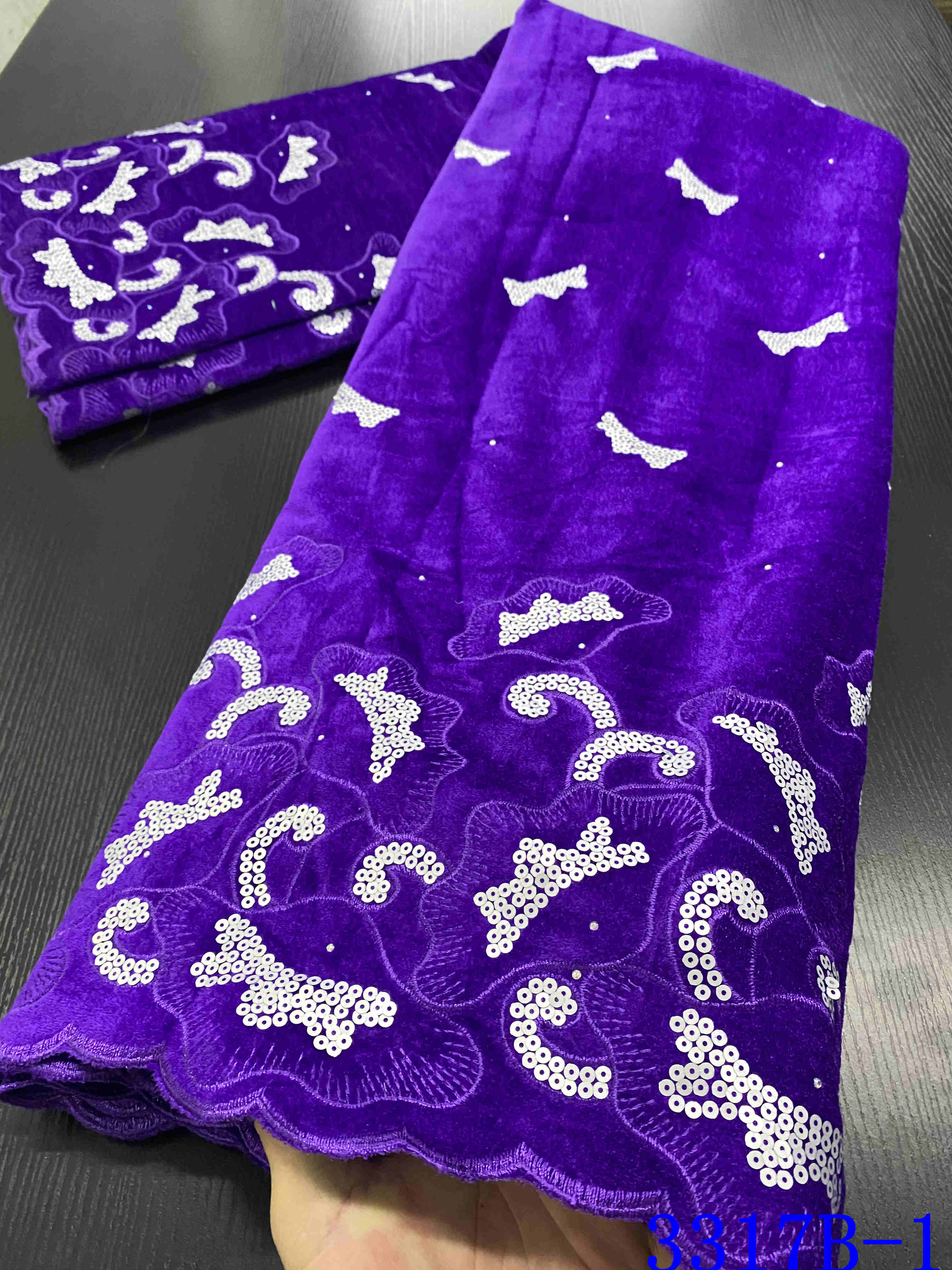 African Velvet Lace Fabric Lace Nigerian Lace Fabrics For Wedding Sequins Lace Fabric YA3317B-6: Picture 1