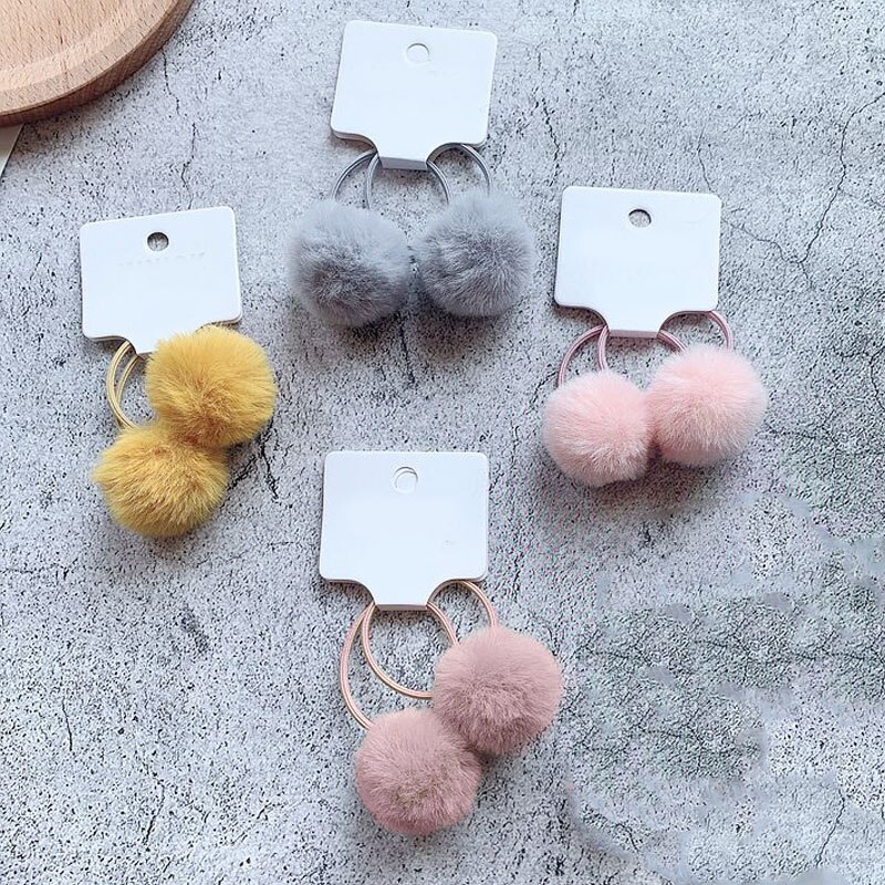2 Stks/partij Leuke Haarbal Haarband Snoep Kleur Pompom Elastische Elastiekjes Baby Girl Kids Haar Accessoires