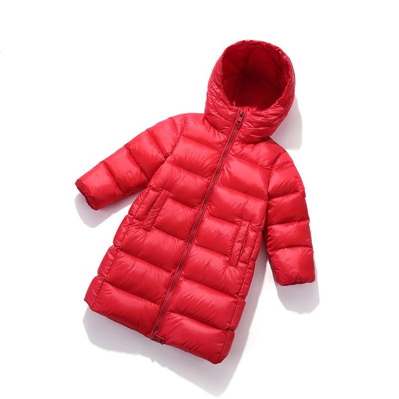 Vinter baby pige flyverdragt overtøj spædbørn hætte soild farve baby dreng jakke frakker bomuld flyverdragt til 3-8 år gammel barn: Rød / 4t