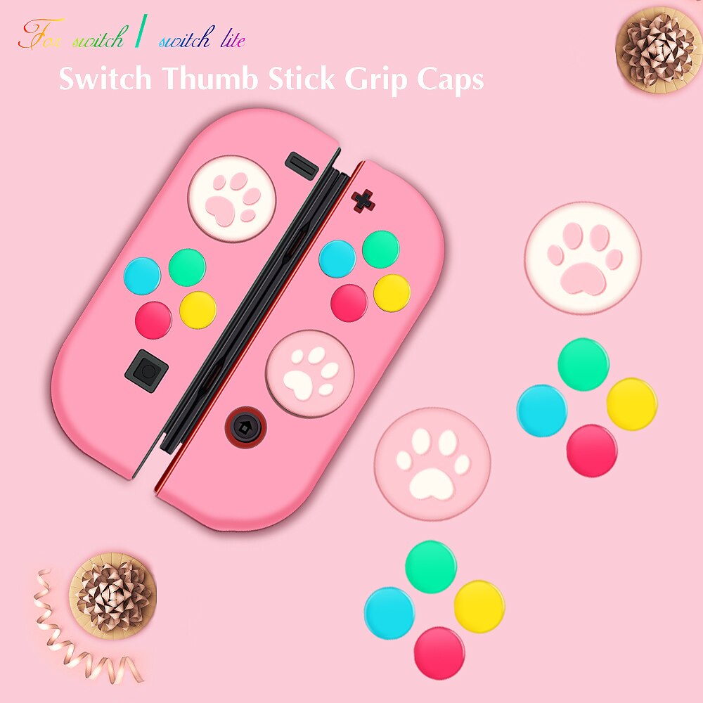 Thumb Stick Grip Cap ABXY Key Sticker Joystick Button Protective Cover Nintend Switch Joy-con Controller Skin Colorful Case