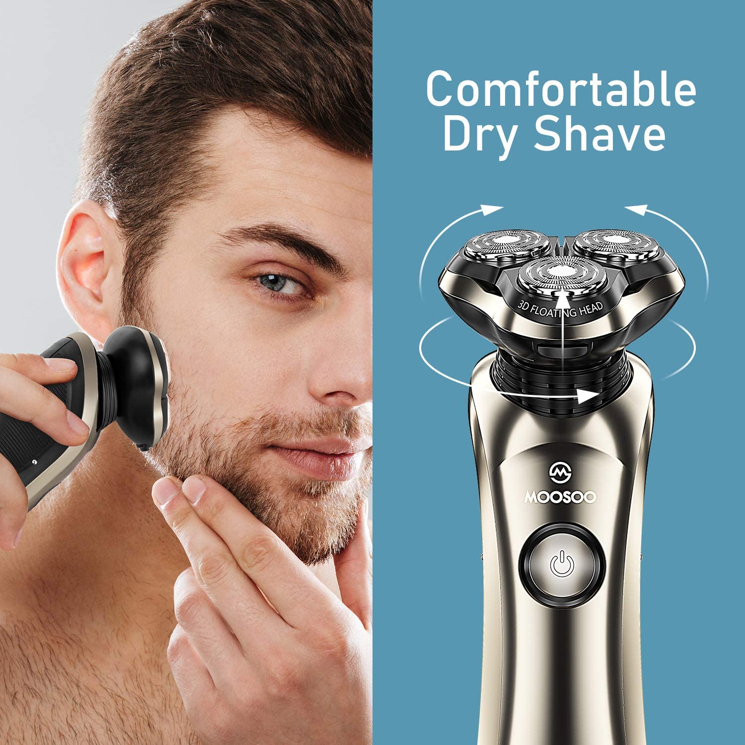 Moosoo-Afeitadora eléctrica con estación de limpieza para hombre, máquina de afeitar Facial recargable, en seco y húmedo, resistente al agua